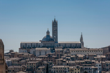 Beautiful view of Dome and campanile of Siena Cathedral, Duomo di Siena