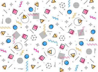 Memphis style geometric background playful design, abstract geometric background design template graphics, colorful geometric shape pattern