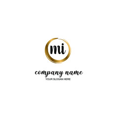 MI Initial handwriting logo template vector