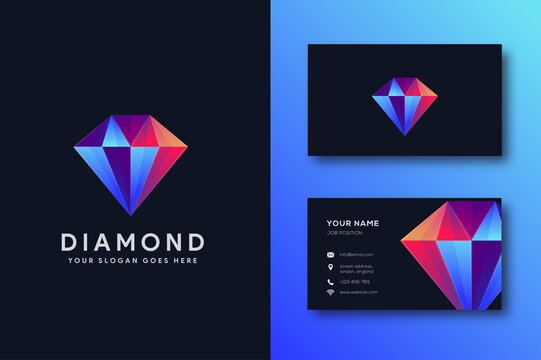 Modern abstract diamond logo icon vector and business card template