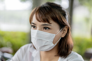 Asian woman wear face mask