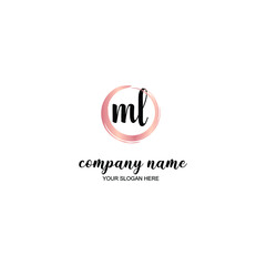 ML Initial handwriting logo template vector