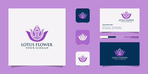 Lotus flower line art style logo design. yoga center, spa, beauty salon luxury logo. logo design, icon and business cardBasic RGB