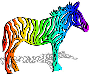 Rainbow zebra with shadow logo. 
