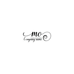 MO Initial handwriting logo template vector