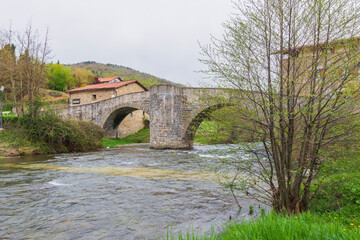 Fototapeta na wymiar Old bridge in zubiri, Navarra