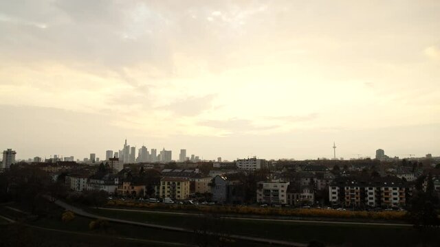 Scenic cityscape view, Ostpark, Frankfurt, Hesse, Germany