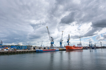 activity in the harbour of rotterdam