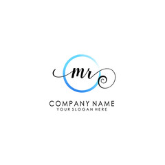 MR Initial handwriting logo template vector