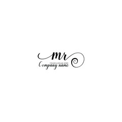 MR Initial handwriting logo template vector