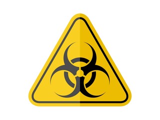 isolated biological hazards symbols on yellow round triangle board warning sign for icon, label, logo or package industry etc. flat paperwork vector design.