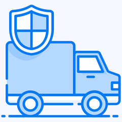 
Transport insurance, safety shield with van in style 

