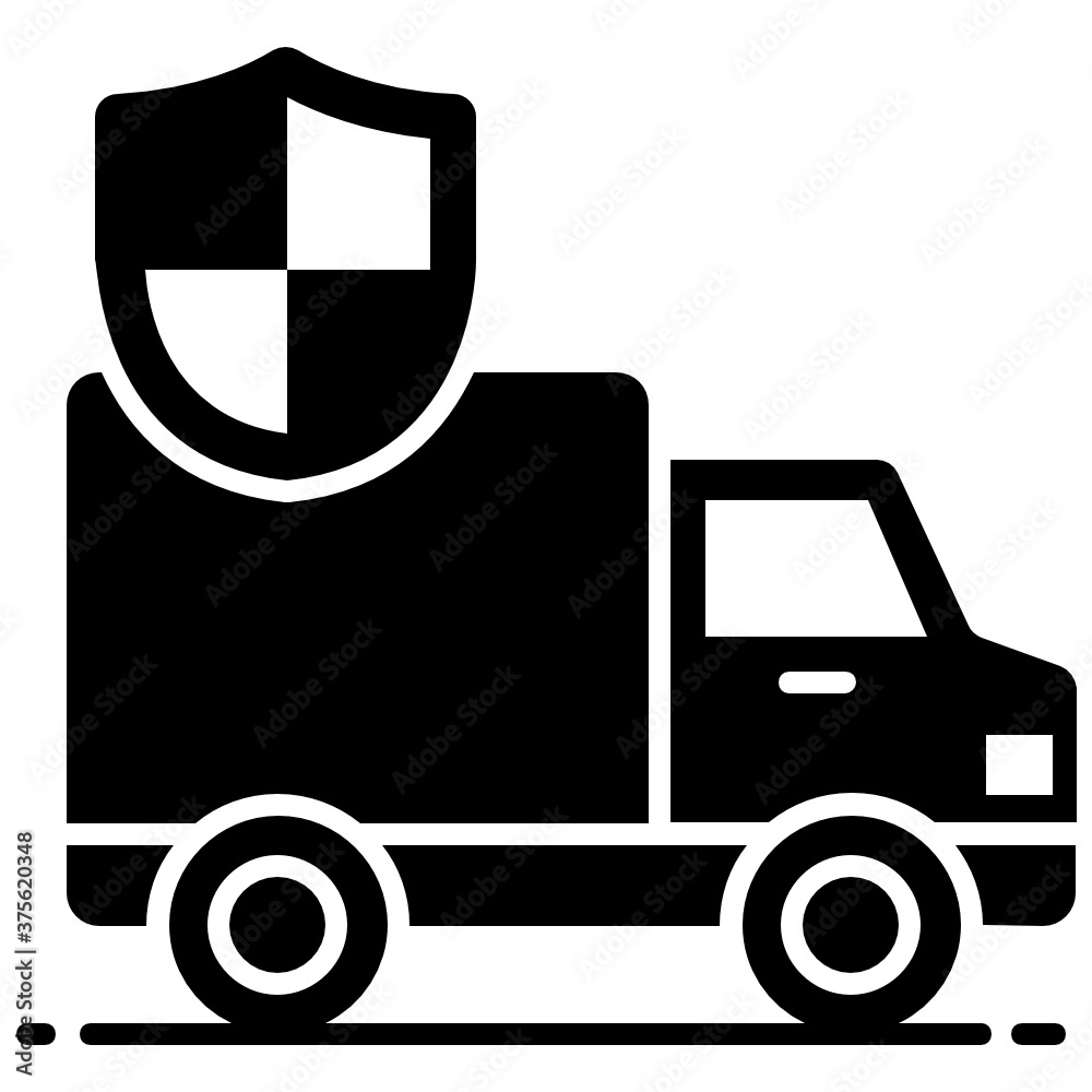 Canvas Prints 
Transport insurance, safety shield with van in style 
