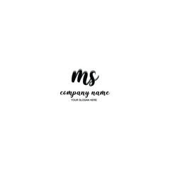 MS Initial handwriting logo template vector