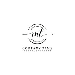 MT Initial handwriting logo template vector