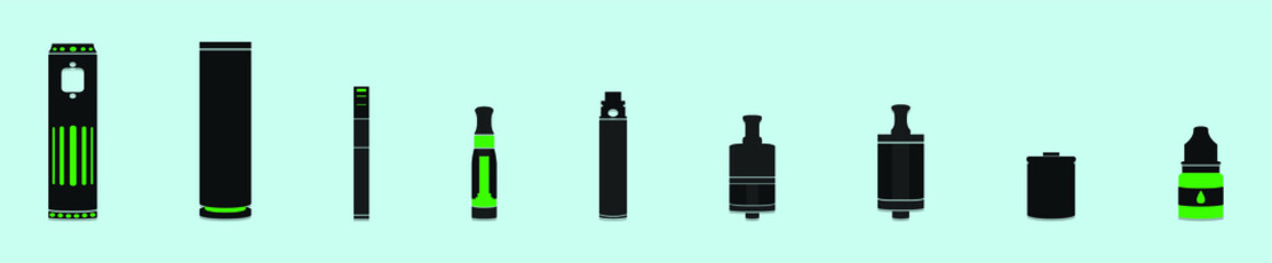 Marijuana Cannabis liquid for Vaping. Vape Cannabis Oil. Cannabis vaporizer. E-cigarette for vaping. Isolated vector illustration on blue background.