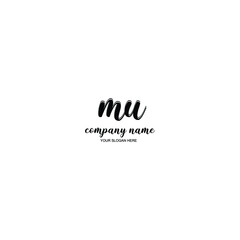 MU Initial handwriting logo template vector