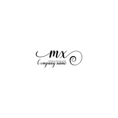 MX Initial handwriting logo template vector