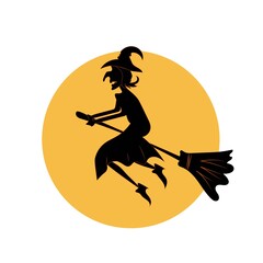 Set of Halloween, witch, pumpkins, bats, spider web, black cat, skulls and ghosts. Feast of the Dead, All Saints' Day. Vector illustration in flat style.