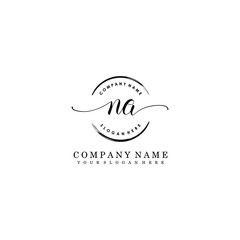 NA Initial handwriting logo template vector