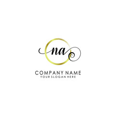 NA Initial handwriting logo template vector