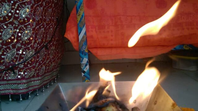 hawan kund burning fire on occasion of festival