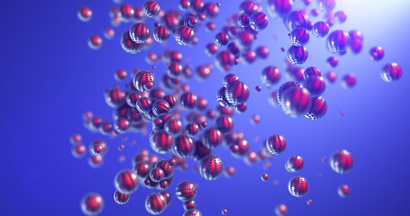 Shiny Metallic Abstract Balls With Depth Of Field Effect. 3D Illustration Render. Beautiful Abstract And Technology Related CG Backgrounds