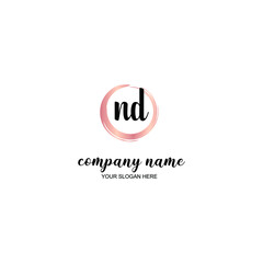 ND Initial handwriting logo template vector