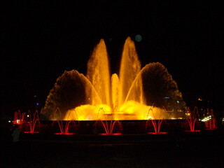 fountain in the night city