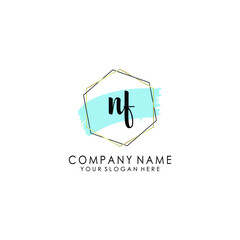NF Initial handwriting logo template vector
