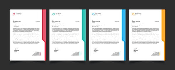Creative professional corporate modern business style letterhead templates Simple design in minimalist style vector design illustration. color red green blue yellow 