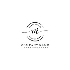 NI Initial handwriting logo template vector