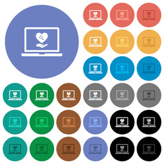 Online Dating on laptop round flat multi colored icons