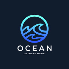 ocean wave logo design template vector