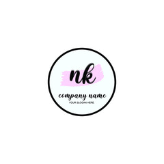 NK Initial handwriting logo template vector