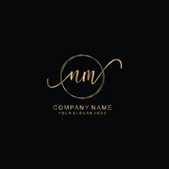 NM Initial handwriting logo template vector