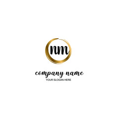 NM Initial handwriting logo template vector