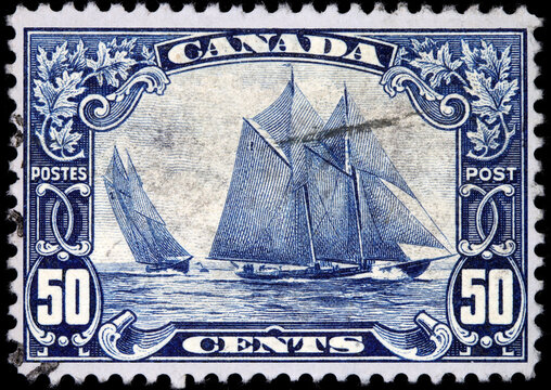Canadian stamp issued in 1929 to commemorate the racing schooner Bluenose