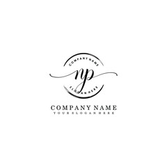 NP Initial handwriting logo template vector