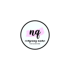 NQ Initial handwriting logo template vector