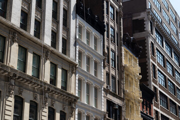 Row of Beautiful Old Residential Buildings in NoHo of New York City