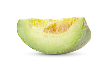 sliced apple melon on white background