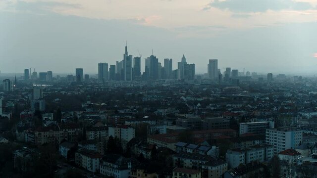 Scenic cityscape view, Frankfurt, Hesse, Germany