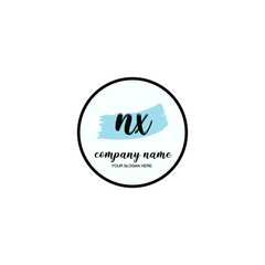 NX Initial handwriting logo template vector