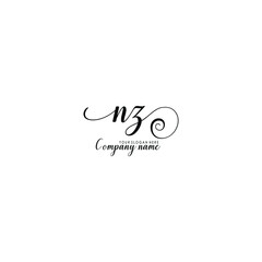 NZ Initial handwriting logo template vector