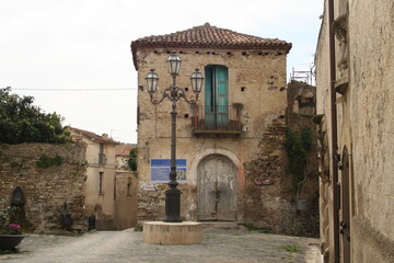 old building in an alley in the old town of agricola, cilento national park, salerno province,...