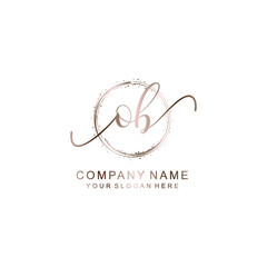 OB Initial handwriting logo template vector