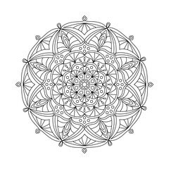 Mandala for coloring page. Round pattern with decorative elements. Decoration for book, design, illustration, games, relax and meditation.