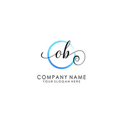 OB Initial handwriting logo template vector