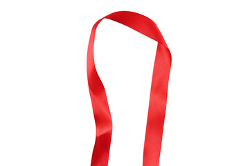 red ribbon arc separating white background